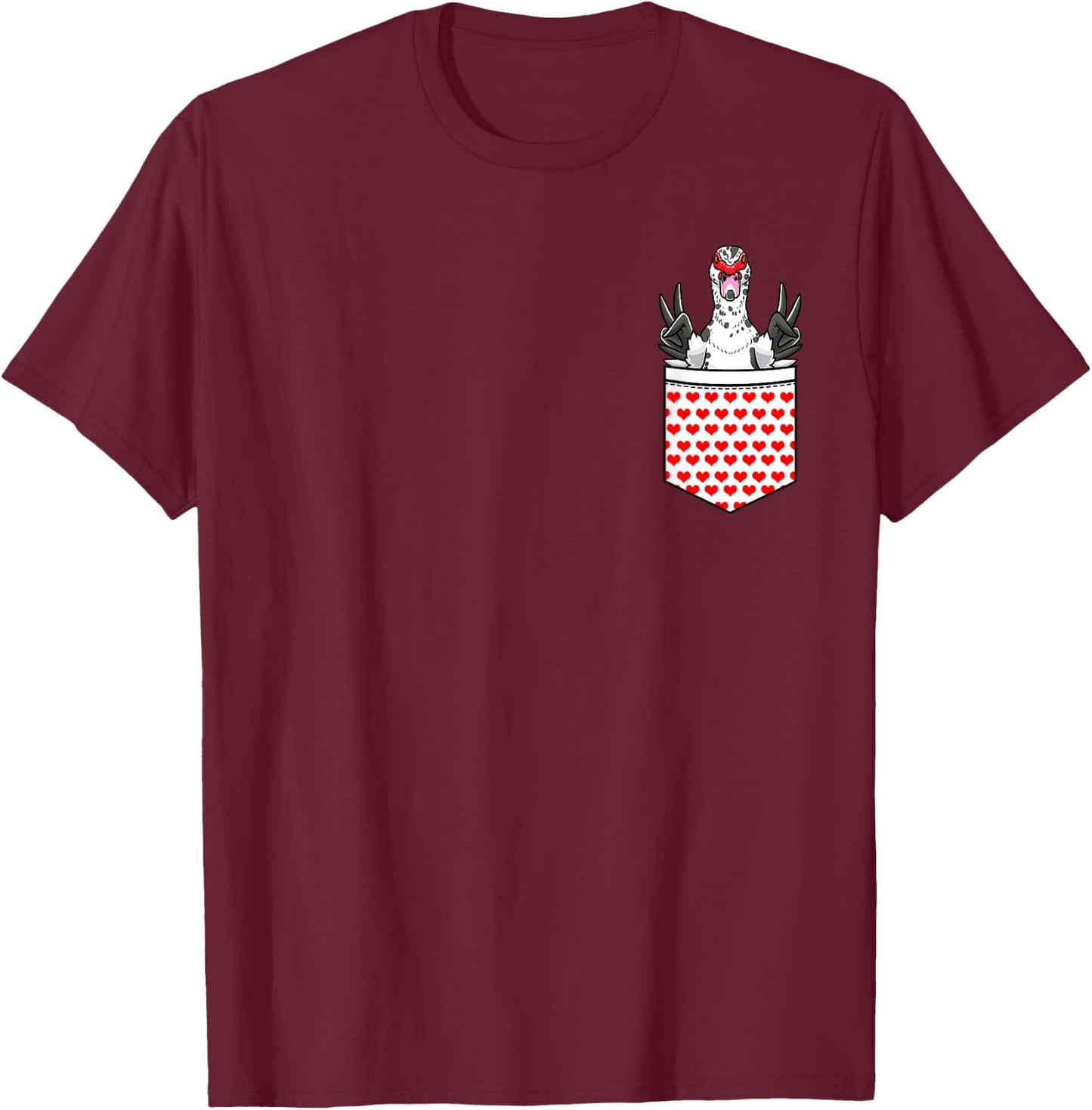 Funny Muscovy Duck Pocket Design T-Shirt - T-Shirt | Maroon