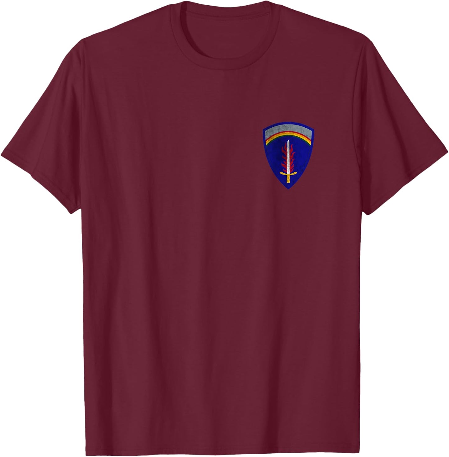 USAREUR Patch Europe Military Logo Veteran Papa Christmas T-Shirt - T-Shirt | Maroon
