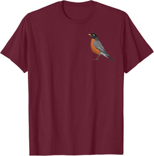 American Robin Bird Birder Birdlover Birdwatcher Animal T-Shirt - T-Shirt | Maroon