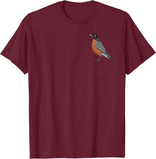 American Robin Bird Birder Birdlover Birdwatcher Animal T-Shirt - T-Shirt | Maroon