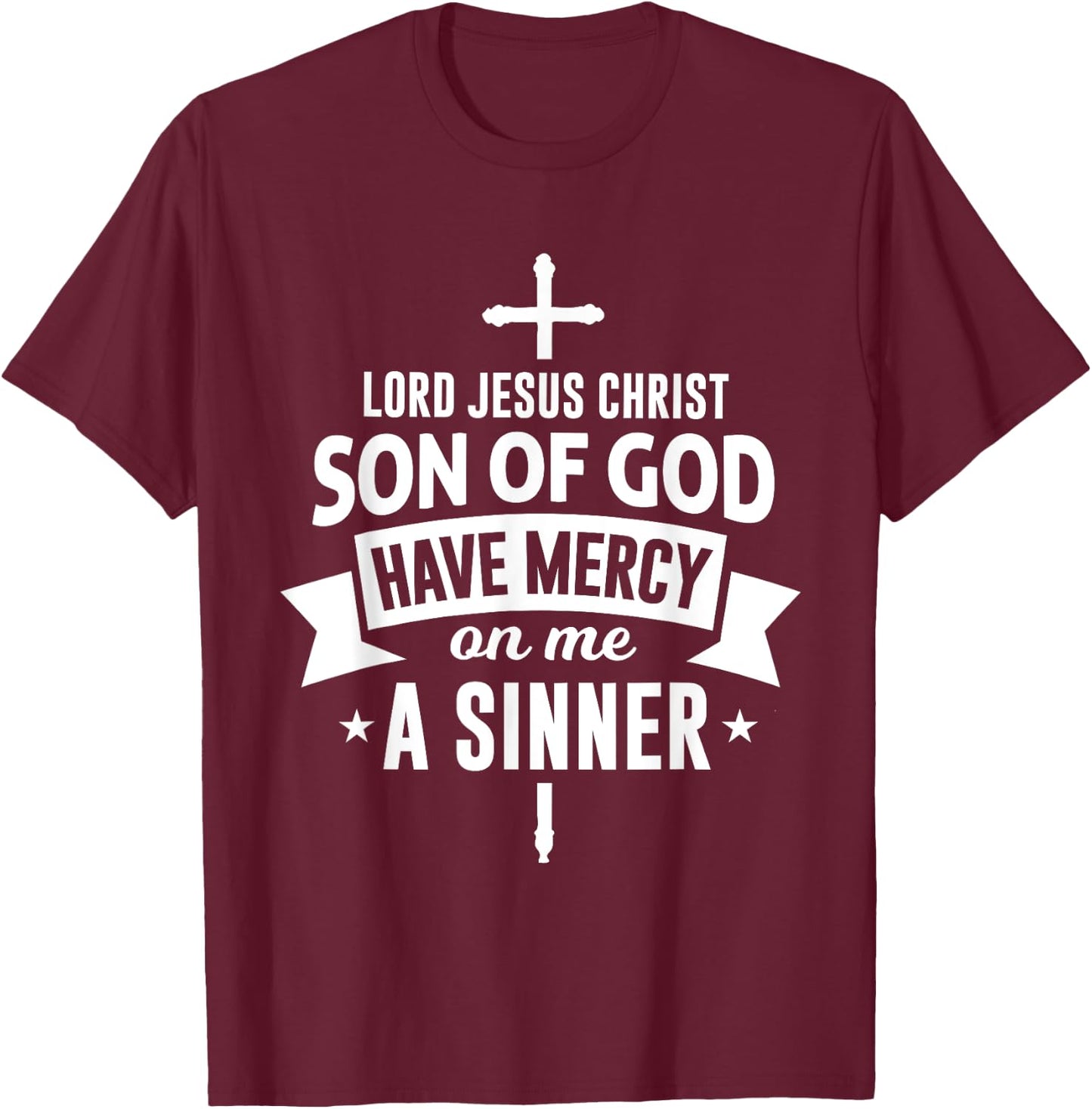 Jesus Prayer - Orthodox & Catholic Christian Crucifix Faith T-Shirt - T-Shirt | Maroon