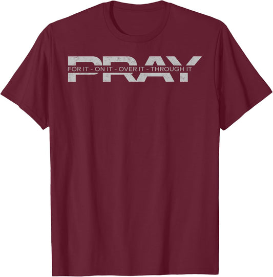 Pray Christian Prayer Jesus Christ Study Bible Lover T-Shirt - T-Shirt | Maroon