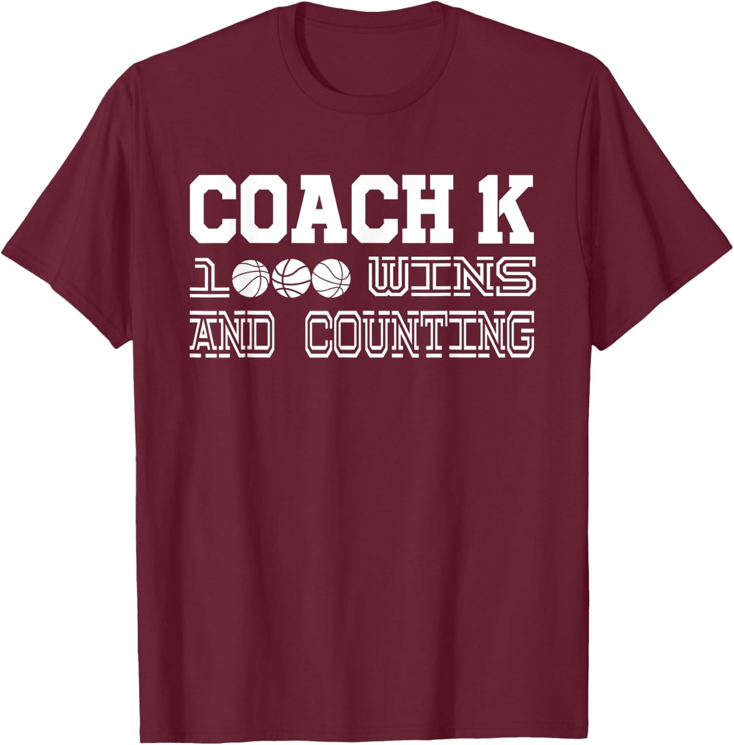 Coach K 1000 Wins Basketball T-Shirt - T-Shirt | Maroon