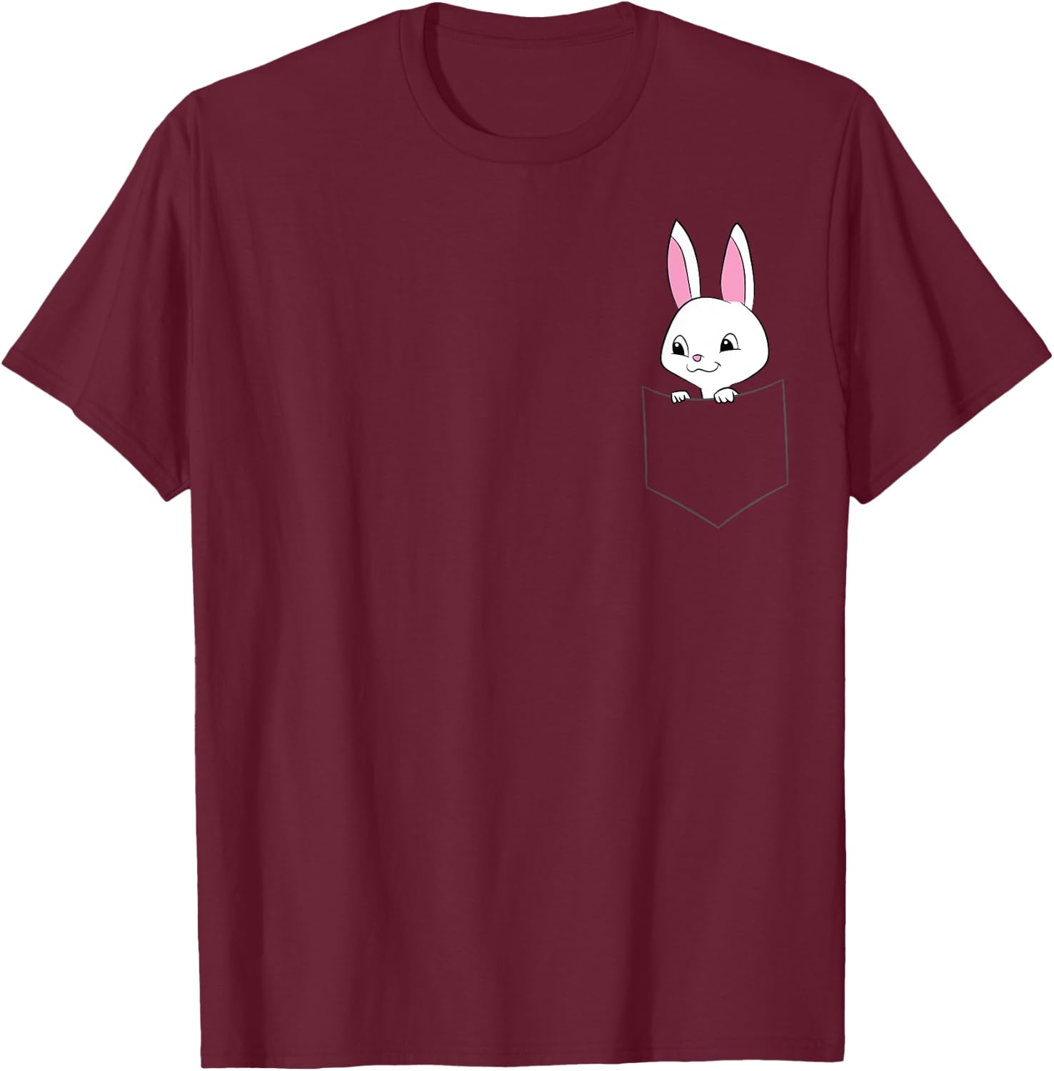 Cute Rabbit In A Pocket Funny Pocket Pet Bunny T-Shirt - T-Shirt | Maroon