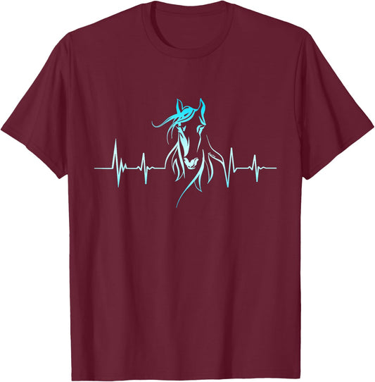 Horse Heartbeat Horse Lover Gifts Women Men Girls Teens T-Shirt - T-Shirt | Maroon
