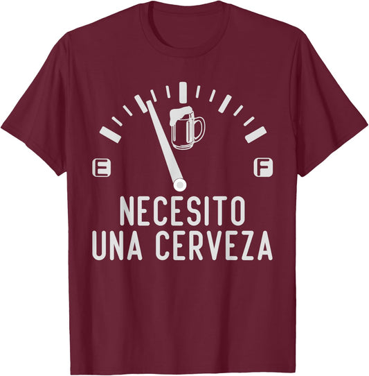Necesito Una Cerveza Funny Mexican Beer Drinking Party T-Shirt - T-Shirt | Maroon