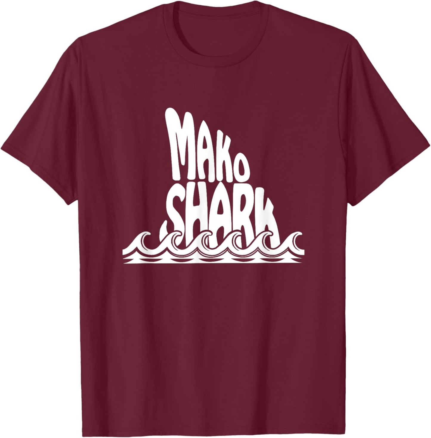 Mako Shark Fin Trendy Fishing Design T-Shirt - T-Shirt | Maroon