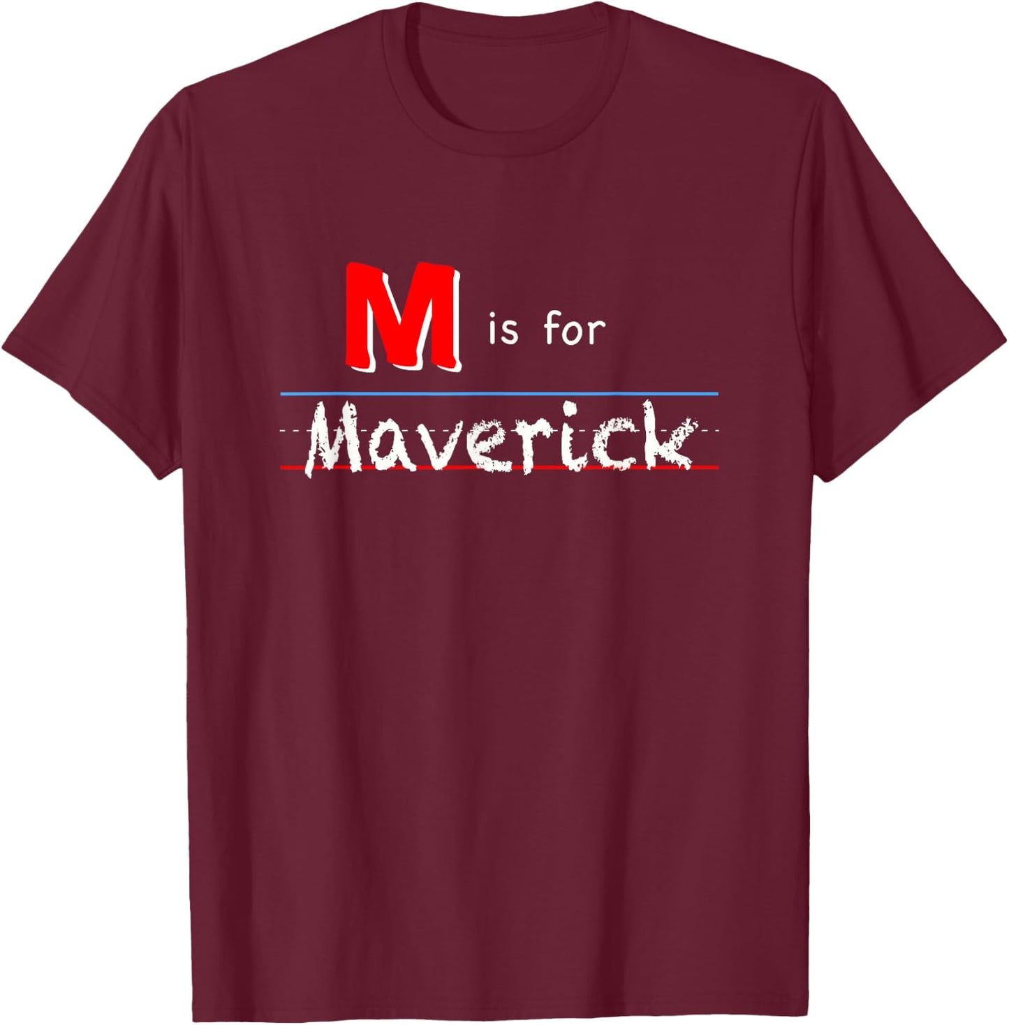 M Is For Maverick, boys custom personalized name kids school T-Shirt - T-Shirt | Maroon