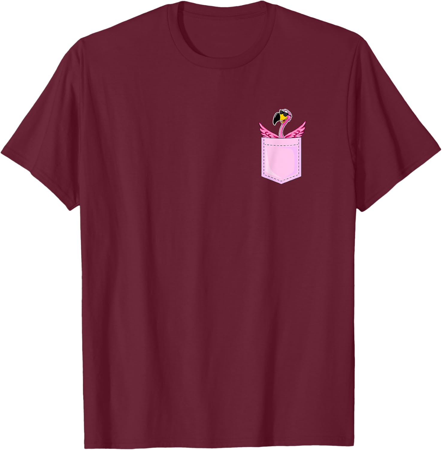 Flamingo in the Pocket - Funny Pocket Flamingo Lover T-Shirt - T-Shirt | Maroon