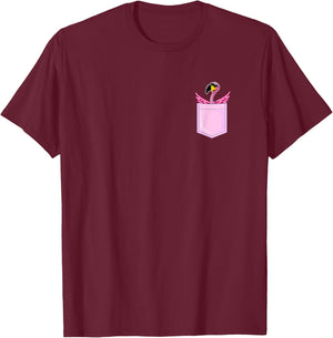 Flamingo in the Pocket - Funny Pocket Flamingo Lover T-Shirt - T-Shirt | Maroon