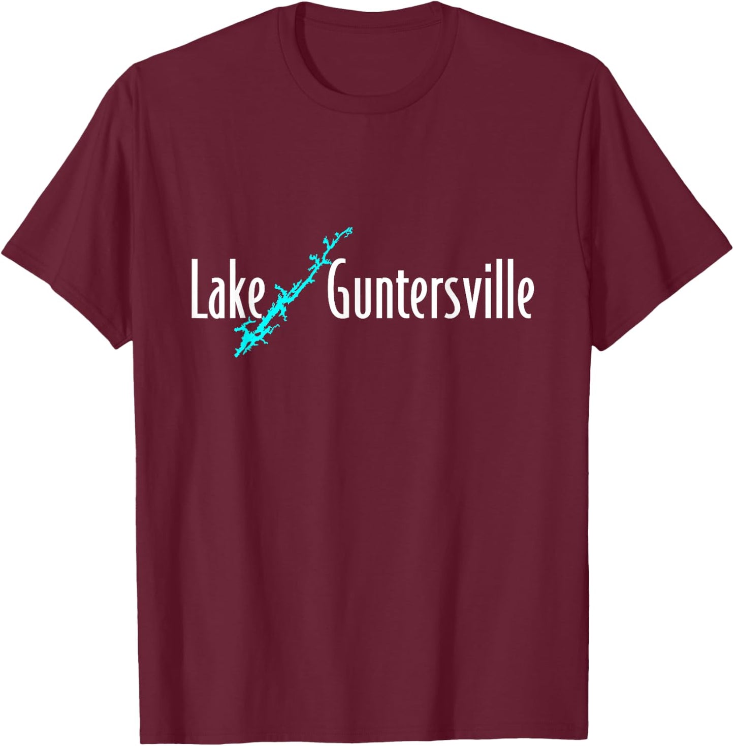 Minimalist Lake Guntersville - Alabama T-Shirt - T-Shirt | Maroon