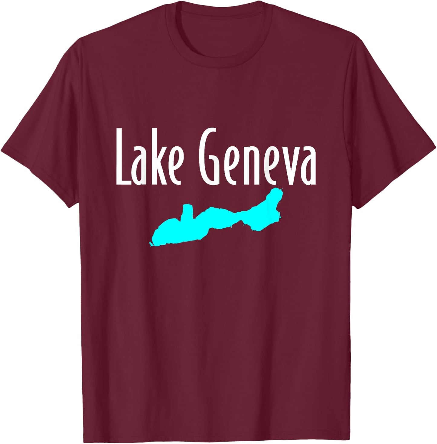 Minimalist Lake Geneva - Wisconsin T-Shirt - T-Shirt | Maroon