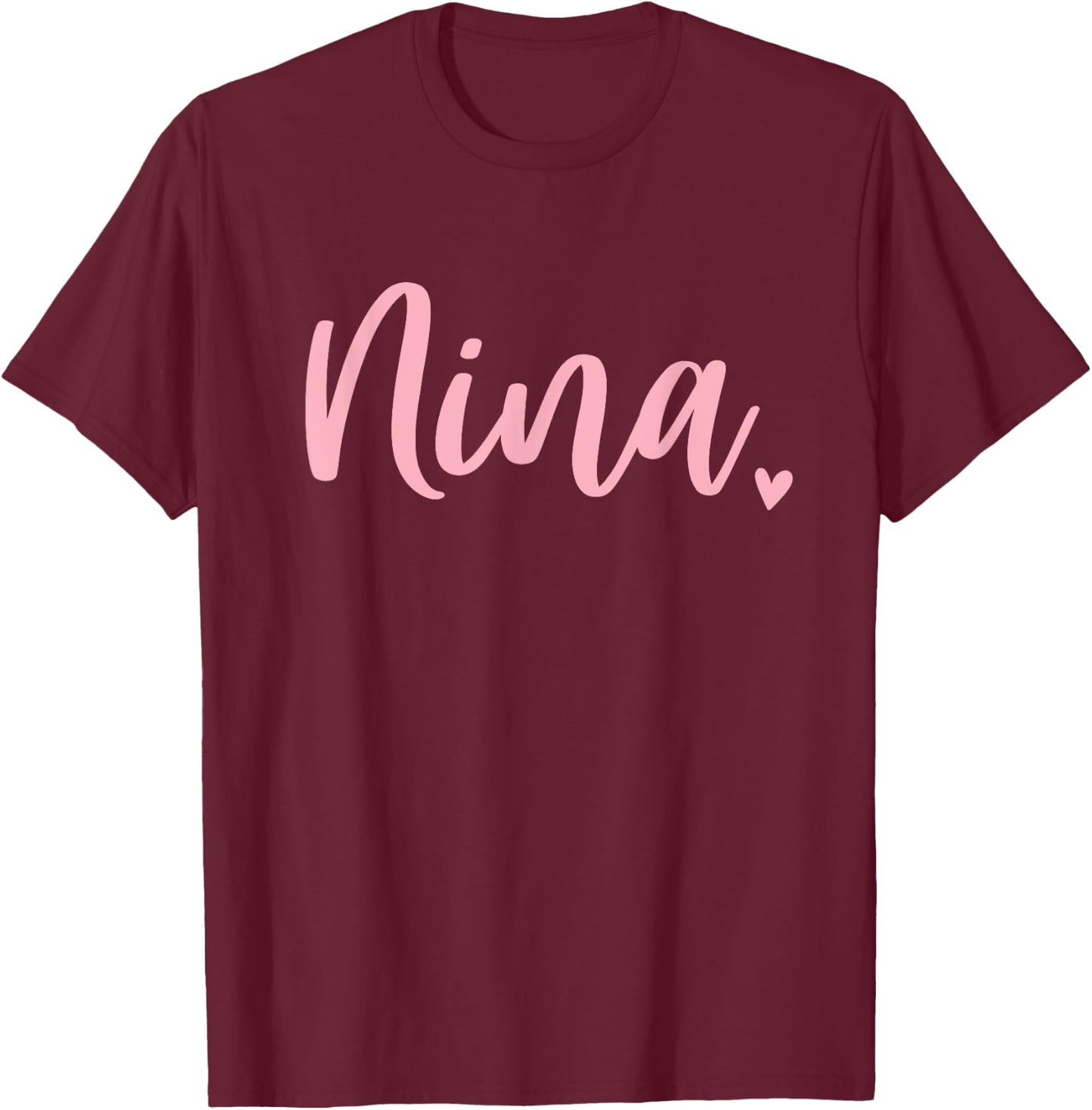 Nina Grandma Cute Pink T-Shirt - T-Shirt | Maroon