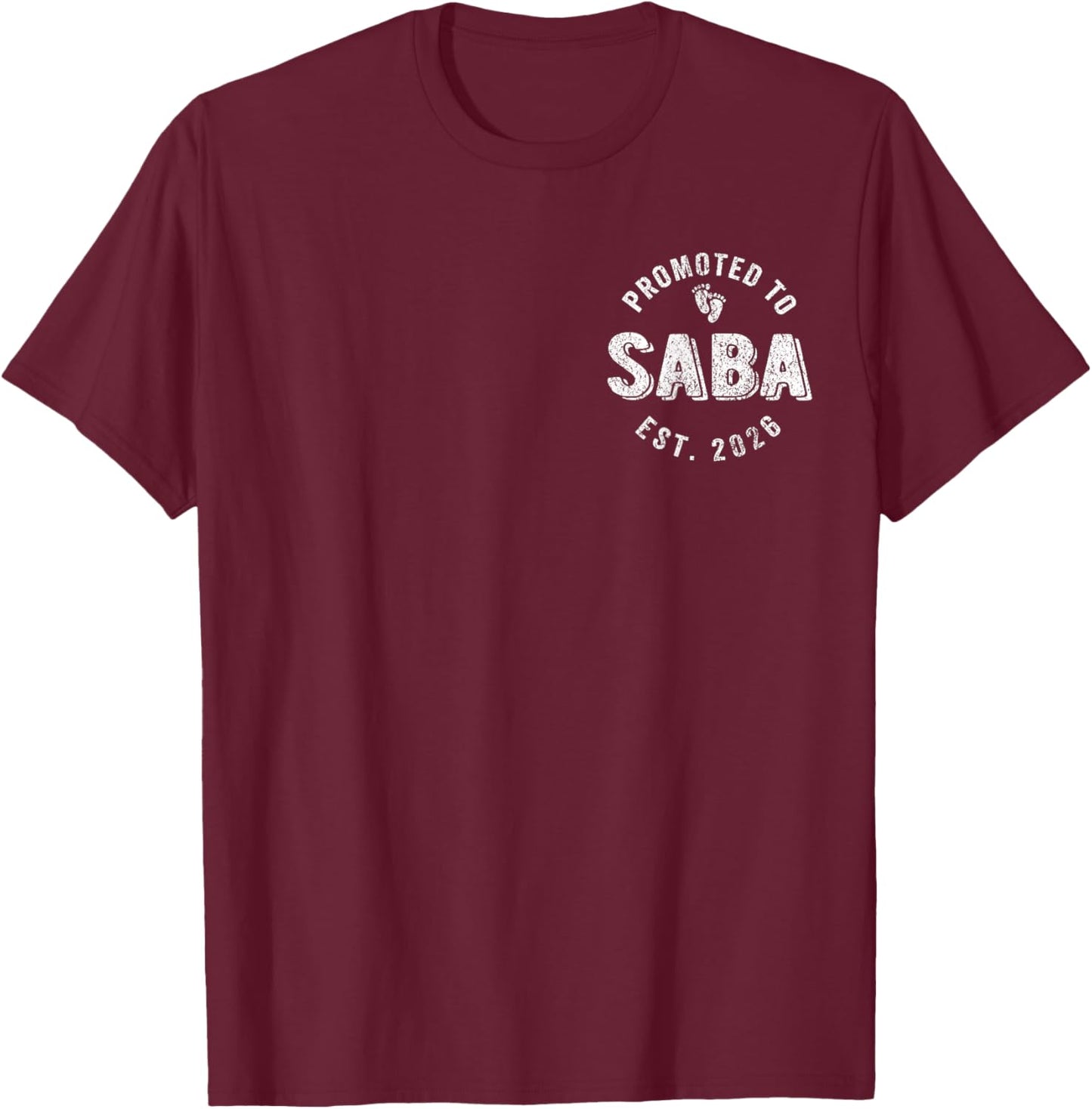 Promoted To Saba Est. 2026 Jewish Grandpa T-Shirt - T-Shirt | Maroon