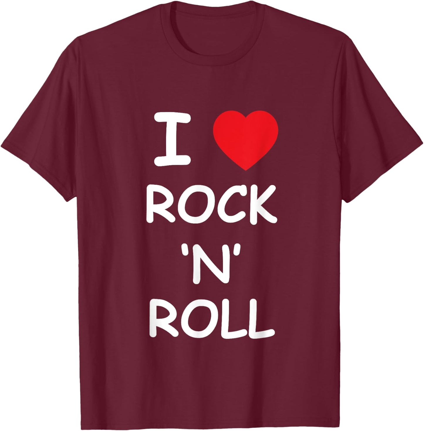 I Love Rock and Roll Music Lover Gift Vintage Retro Concert T-Shirt - T-Shirt | Maroon