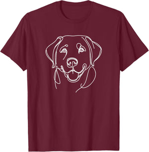 Minimalist Dog Line Art Labrador Retriever Lovers T-Shirt - T-Shirt | Maroon