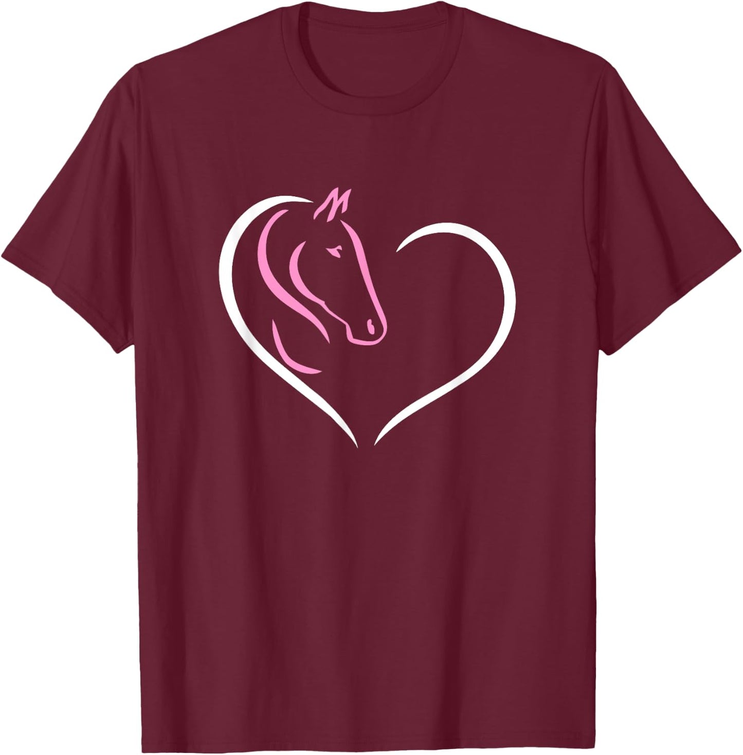 Horse Heart Cute Horseback Riding Equine Equestrian Lover , Small, Black T-Shirt - T-Shirt | Maroon