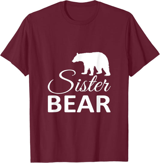 Sister Sibling Best Sister Bear Protective Sister T-Shirt - T-Shirt | Maroon