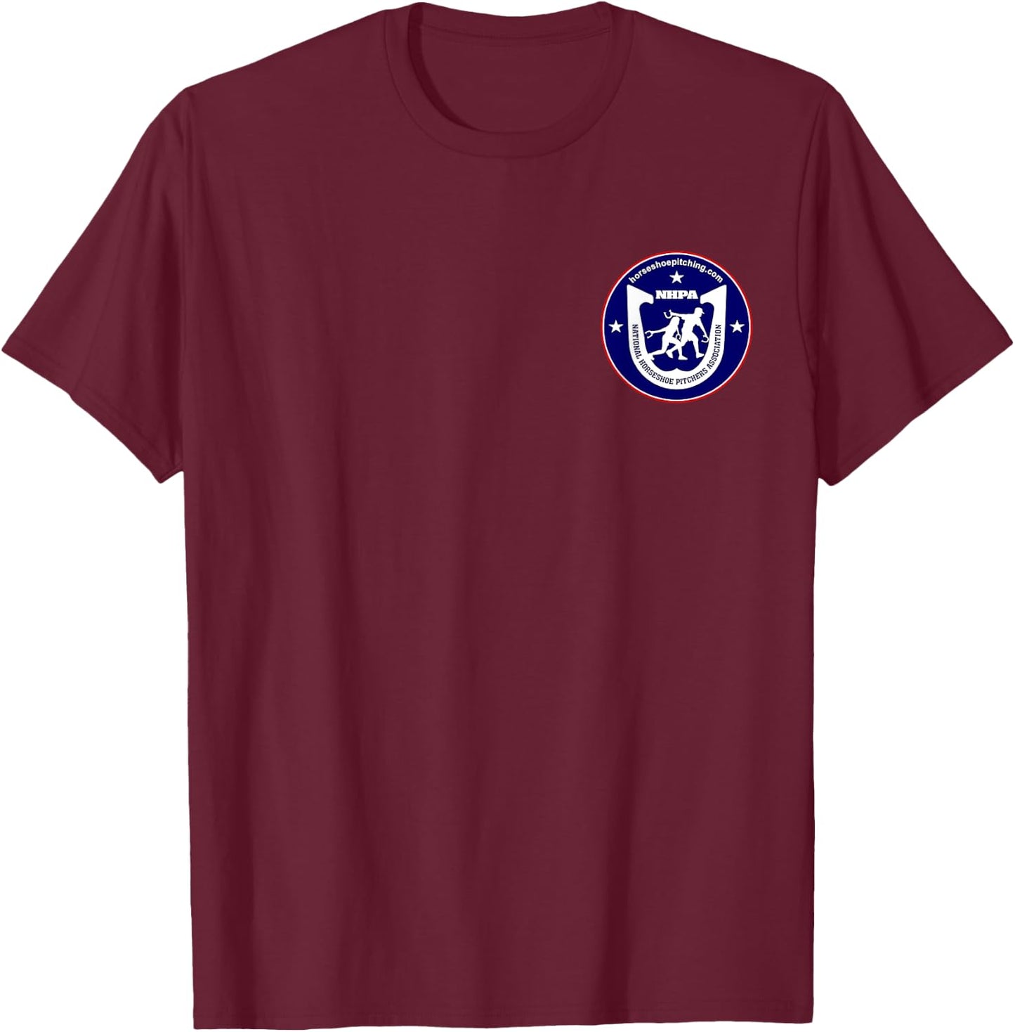 National Horseshoe Pitchers Association NHPA 2 Sided Logo T-Shirt - T-Shirt | Maroon