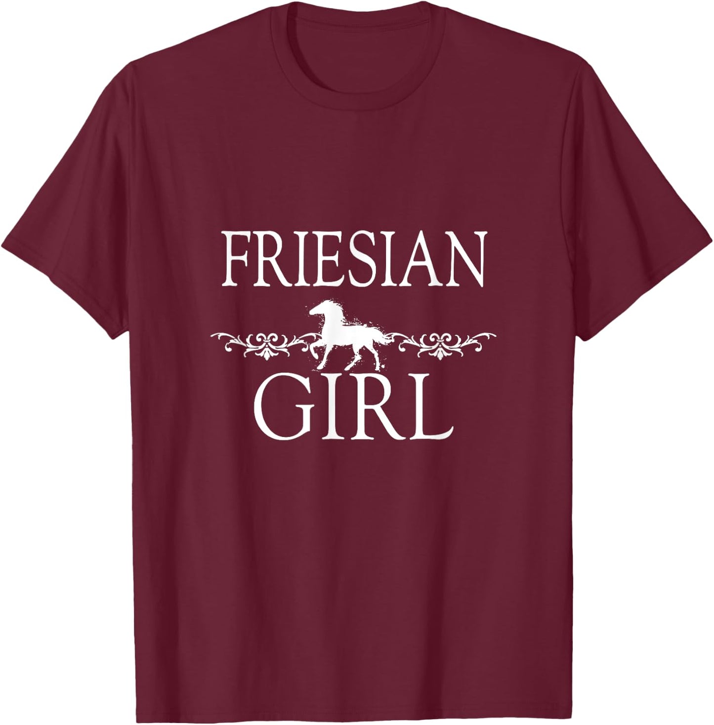 Friesian Girl Horse T-Shirt - T-Shirt | Maroon
