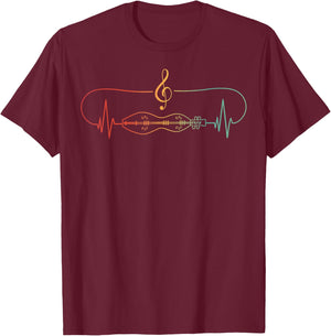 Dulcimer Heartbeat String Instrument Appalachian Music T-Shirt - T-Shirt | Maroon