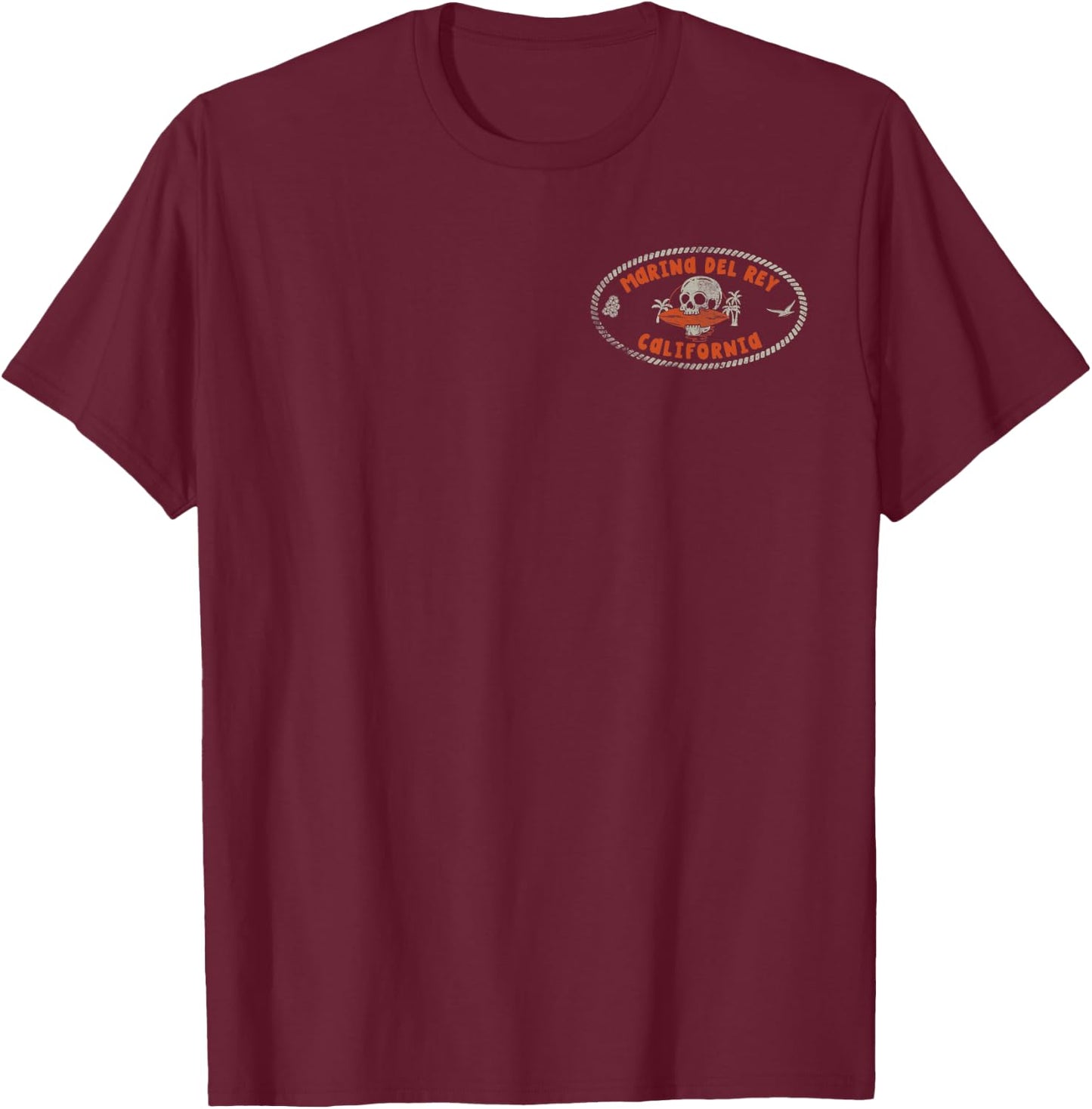 Marina Del Rey California CA Retro Surfer Front & Back T-Shirt - T-Shirt | Maroon