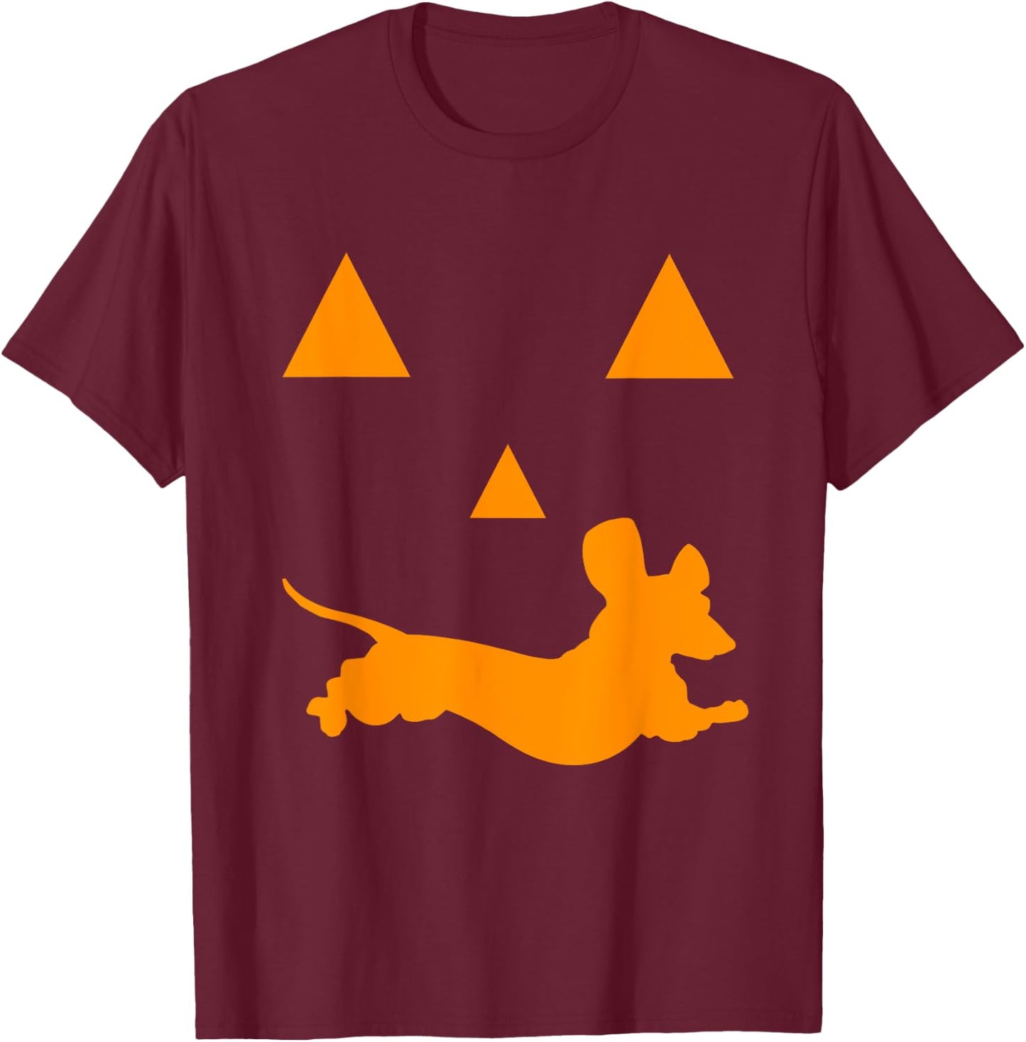 Halloween Pumpkin Dachshund Jack-o-lantern Costume T-Shirt - T-Shirt | Maroon