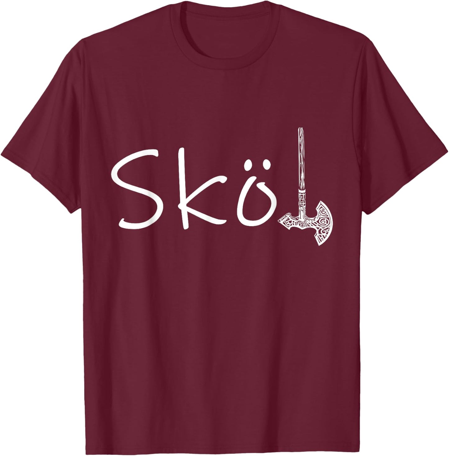 Söll Viking Skol Axe Valhalla Thor Warrior T-Shirt - T-Shirt | Maroon