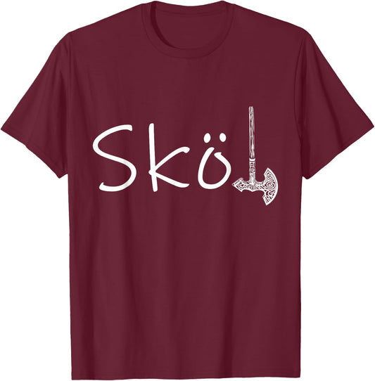 Söll Viking Skol Axe Valhalla Thor Warrior T-Shirt - T-Shirt | Maroon