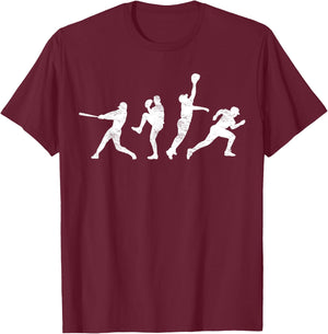 Baseball Vintage | Retro Catcher Pitcher Batter T-Shirt - T-Shirt | Maroon