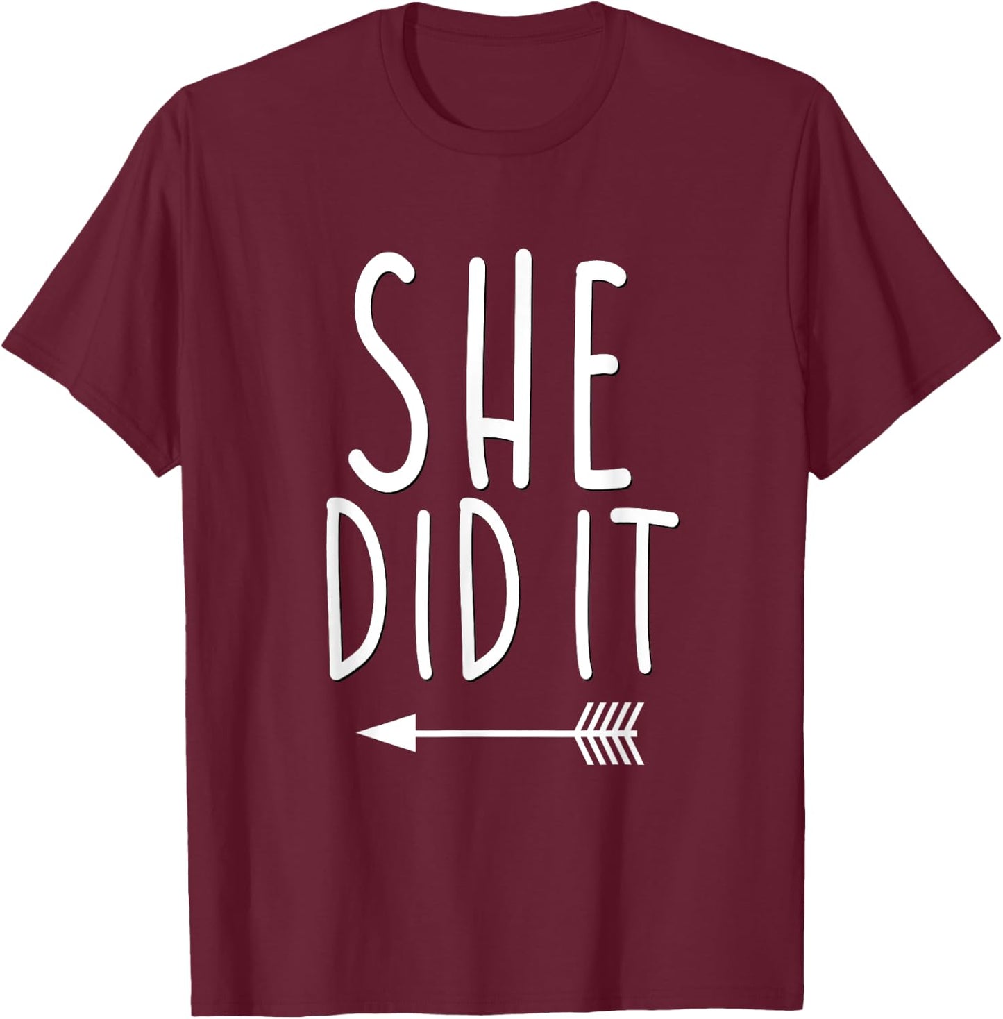 Funny She Did It Shirt Brother Sister Kids Matching Family T-Shirt - T-Shirt | Maroon