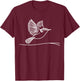 Line Art Bird & Ornithologist Carolina Wren T-Shirt - T-Shirt | Maroon