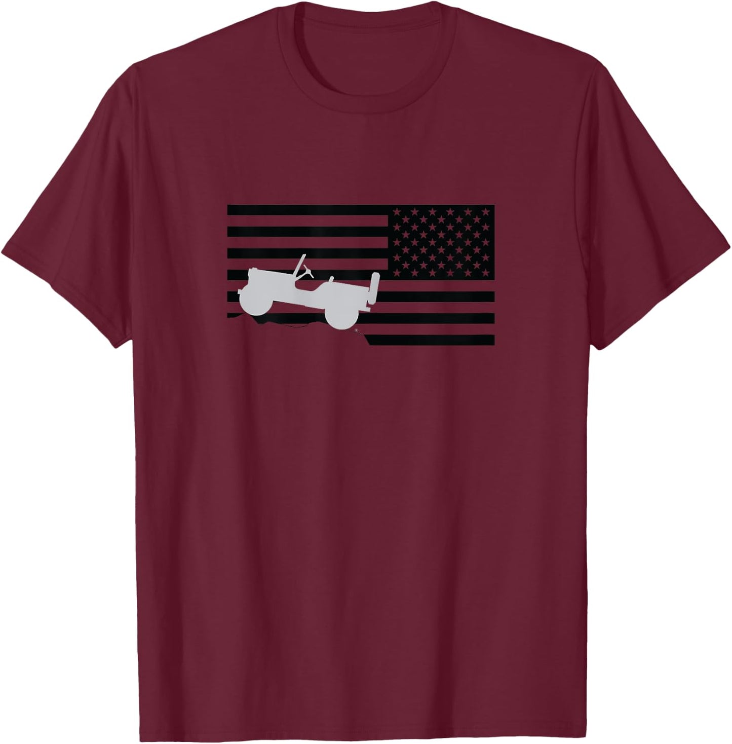 Jeep Flag Black T-Shirt - T-Shirt | Maroon