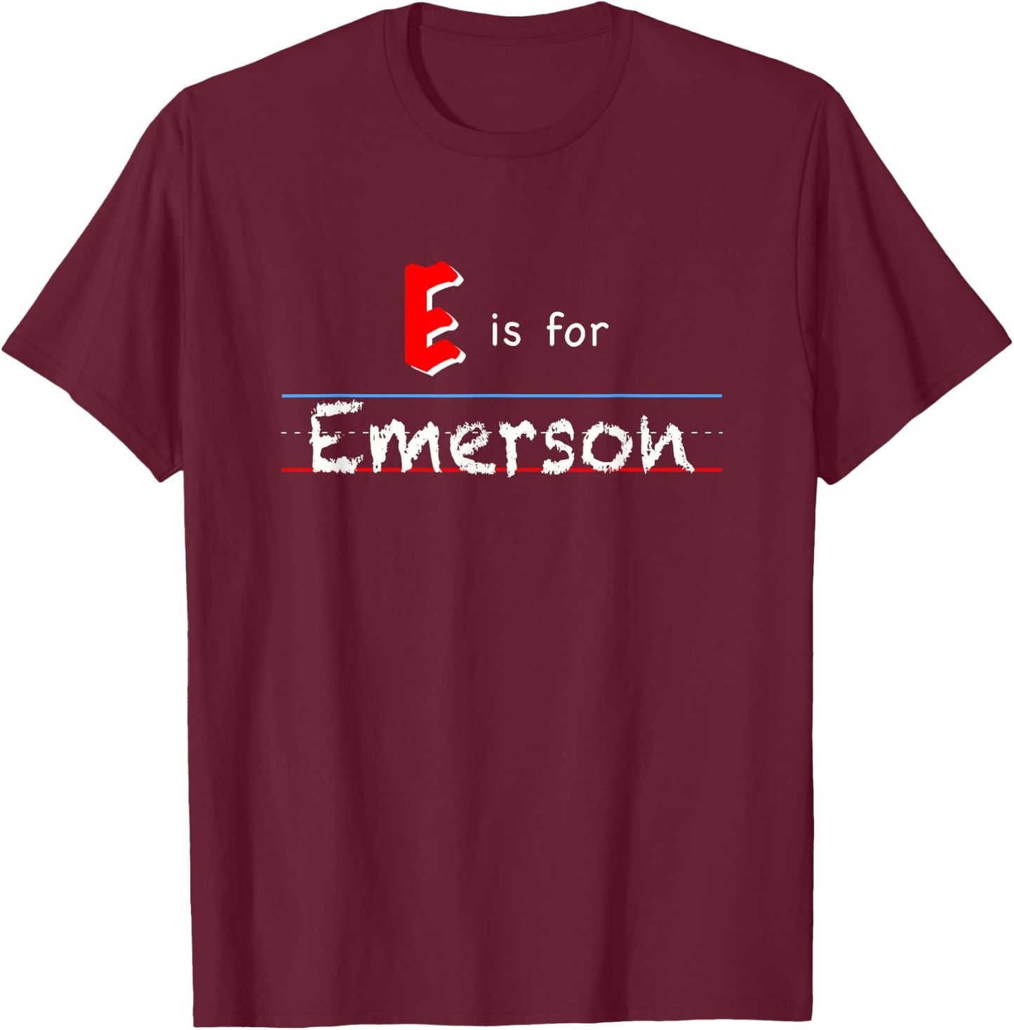 E Is For Emerson, girls custom personalized name kids school T-Shirt - T-Shirt | Maroon