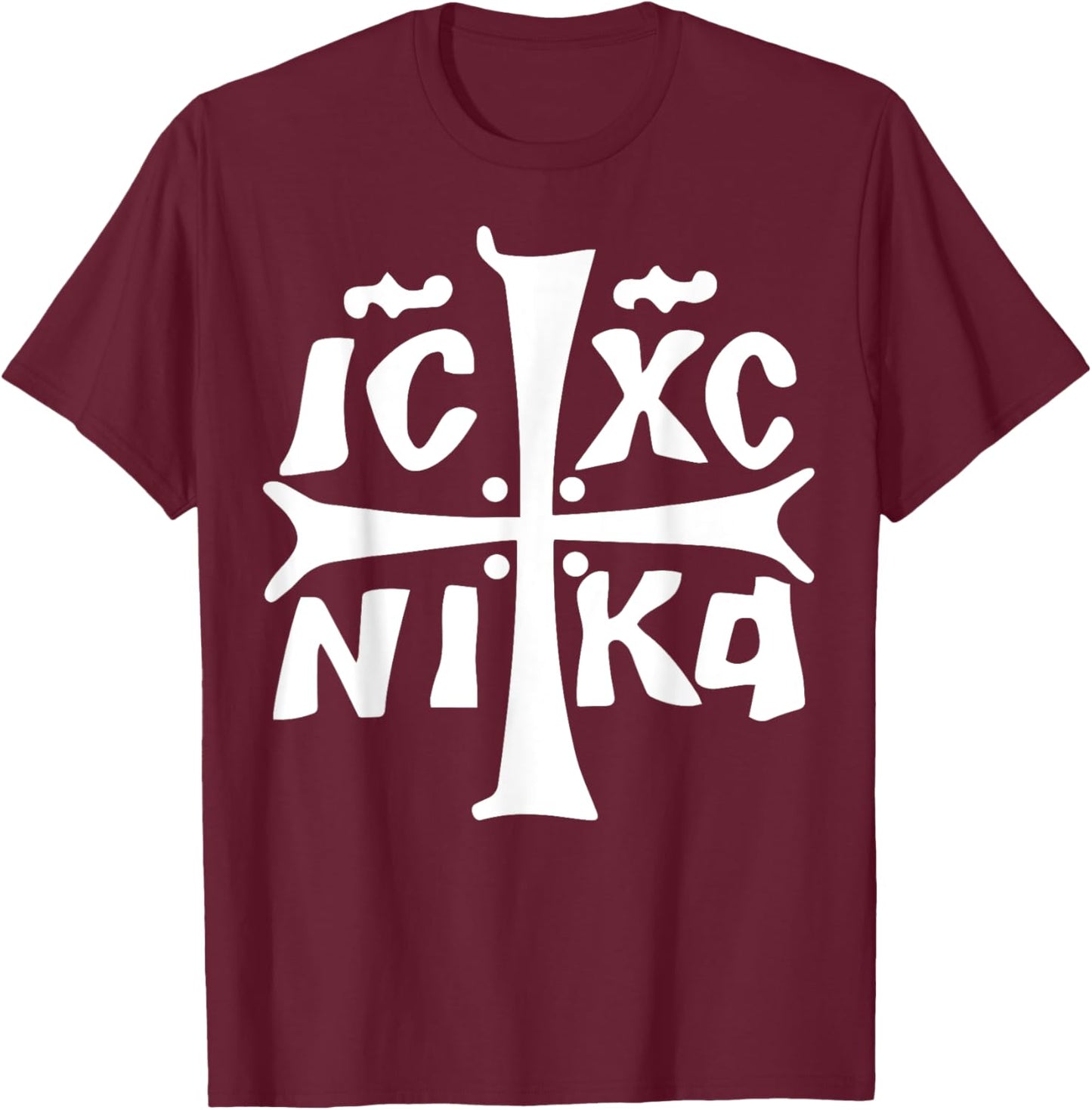 IC XC NIKA Cross Christogram Orthodox Christian T-Shirt - T-Shirt | Maroon