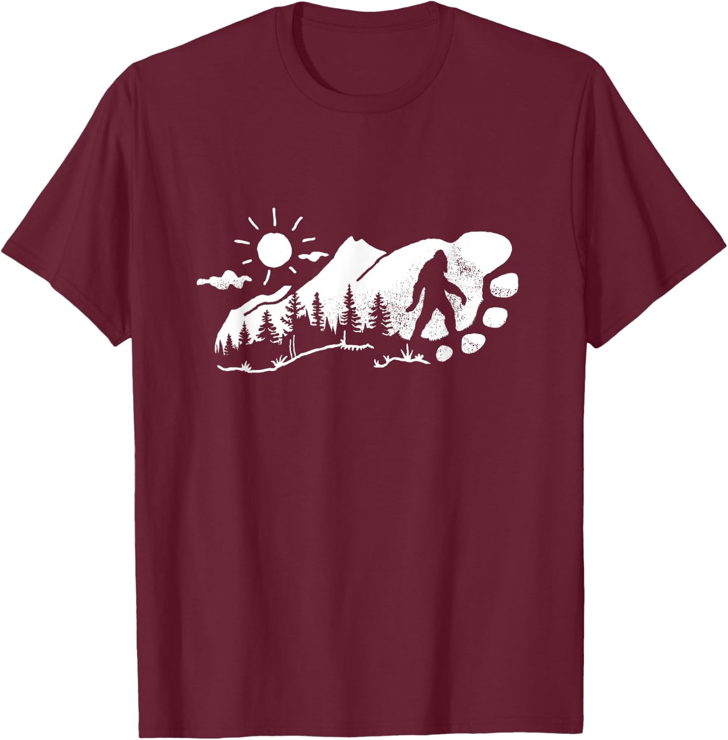 Bigfoot Footprint Graphic T-Shirt - T-Shirt | Maroon
