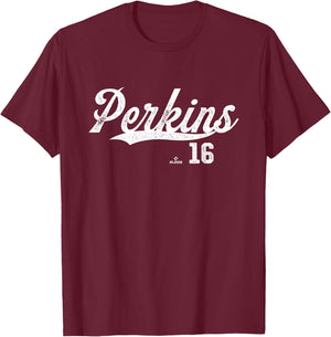 Distressed Swoosh Blake Perkins Milwaukee Baseball MLBPA T-Shirt - T-Shirt | Maroon