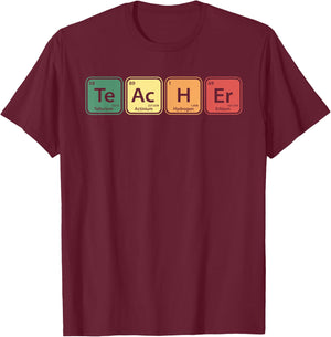 Chemistry Teacher Element Symbols Periodic Table Chemist T-Shirt - T-Shirt | Maroon