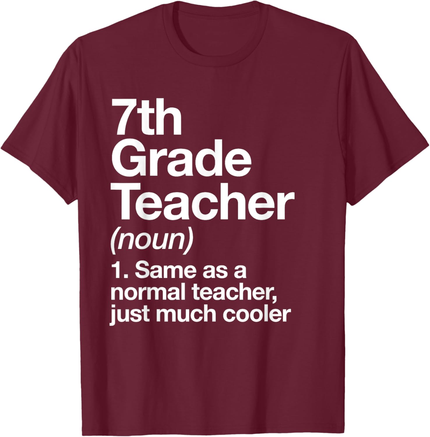 7th Grade Teacher Definition Funny Back To School First Day T-Shirt - T-Shirt | Maroon