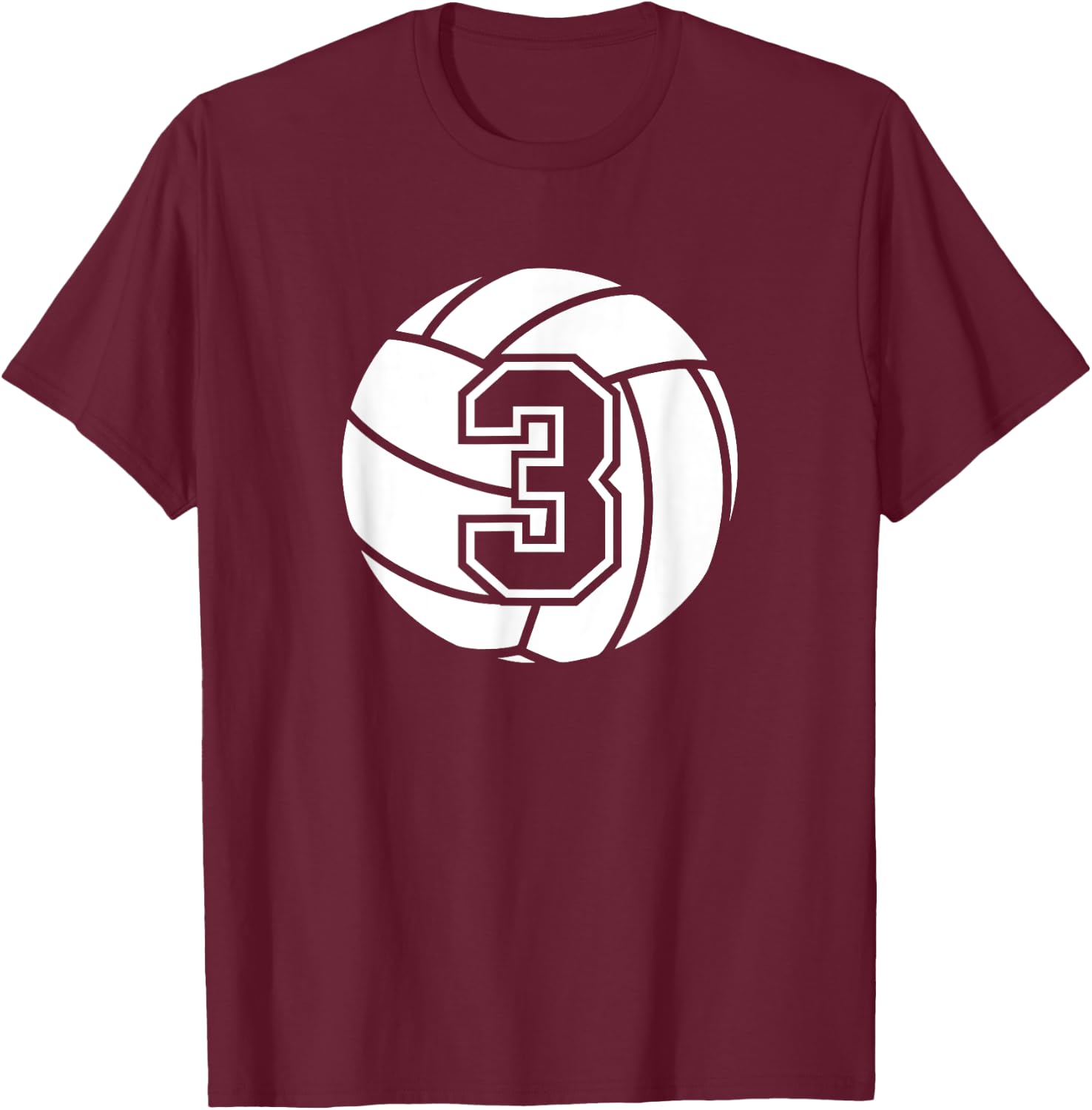 Volleyball Player #3 Volleyball Mom Dad Jersey Number 3 T-Shirt - T-Shirt | Maroon