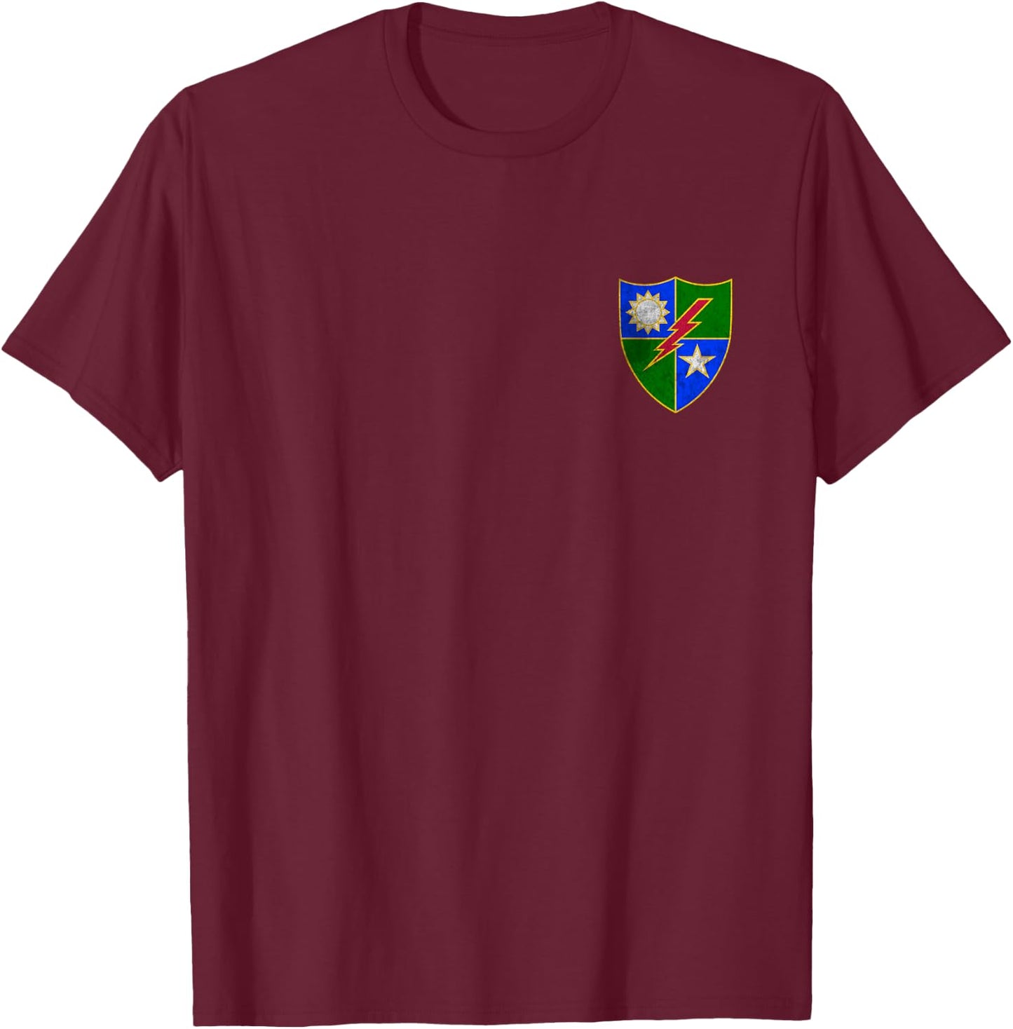 75th Ranger Regiment DUI Distressed Logo Airborne Rangers T-Shirt - T-Shirt | Maroon