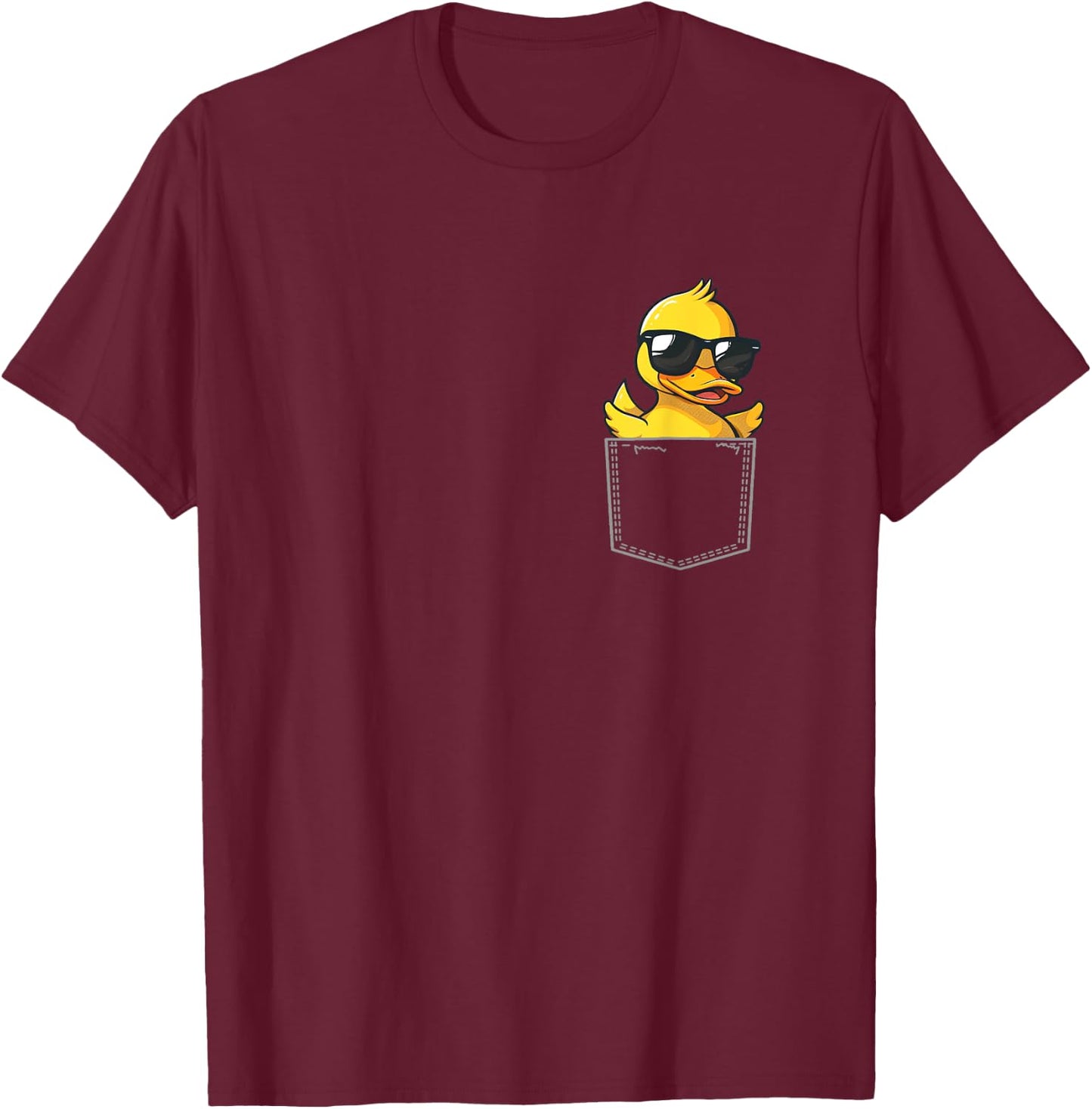 Duck Wearing Glasses Vintage Ducks Cute Animals In Pocket T-Shirt - T-Shirt | Maroon