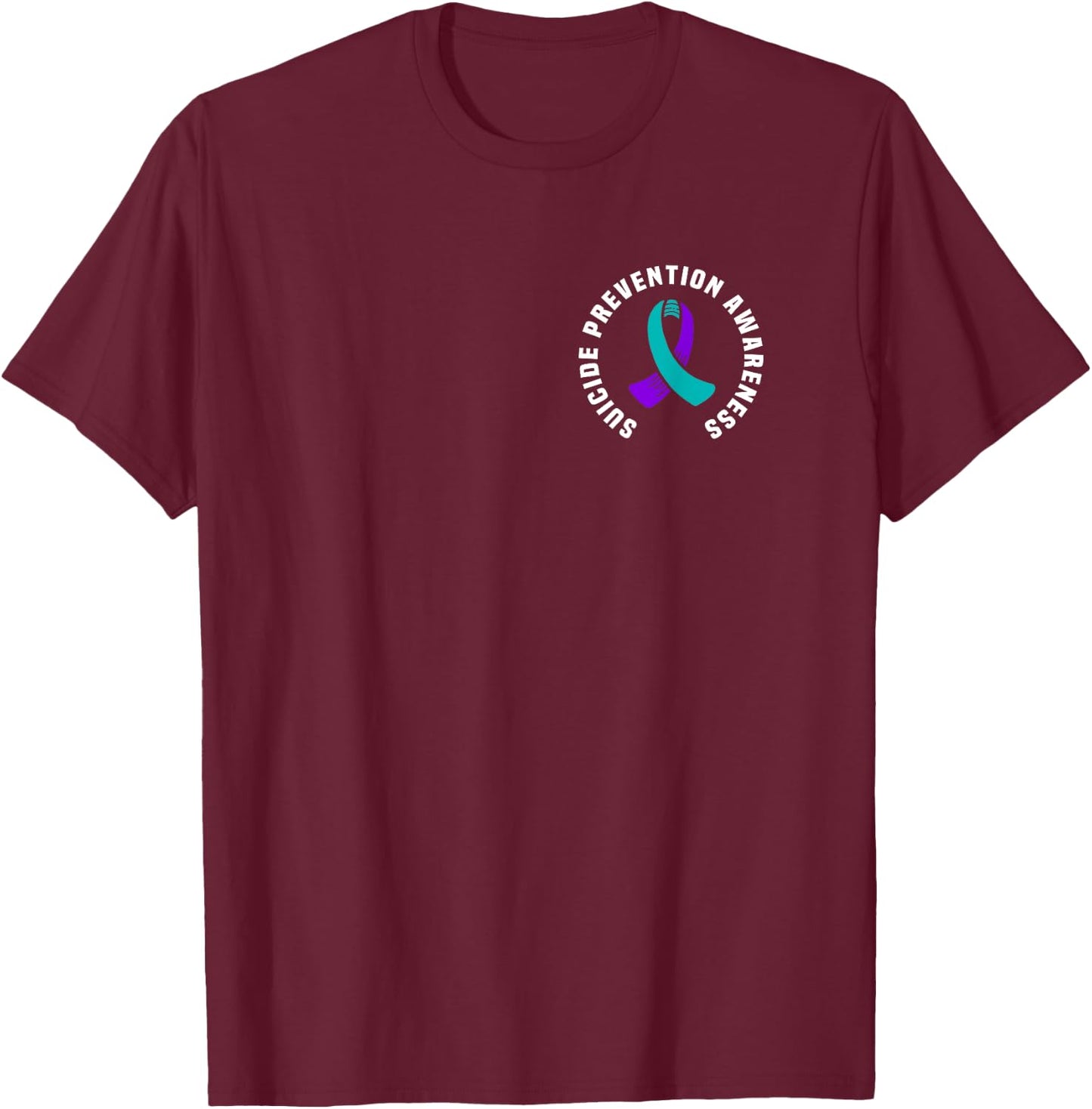 National Suicide Prevention Awareness Month Wear Women's Suicide Prevention Awareness , Black, Small, Short Sleeve, Round Neck, Modern Pocket Design with Awareness Ribbon T-Shirt - T-Shirt | Maroon
