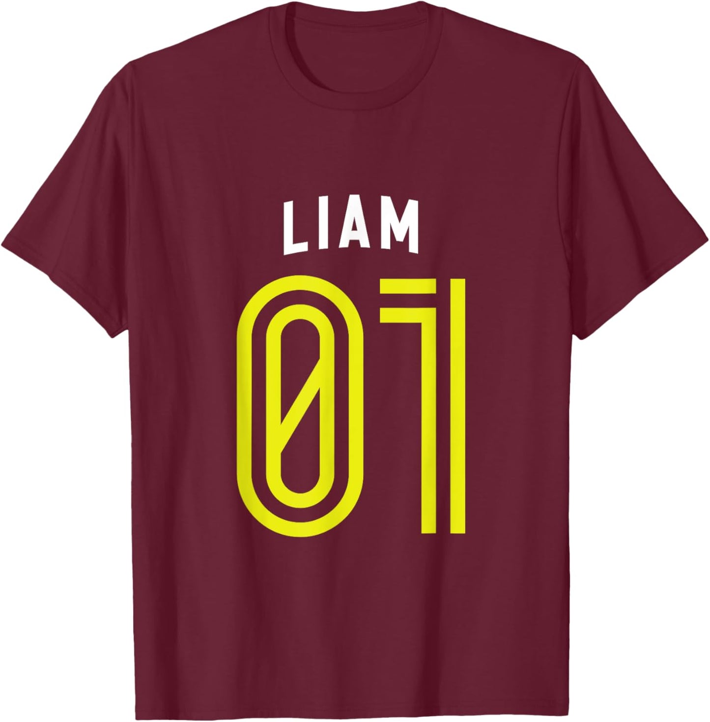 LIAM 01 - Number One Team Sports Fan Varsity Style T-Shirt - T-Shirt | Maroon