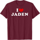 I Love Jaden, I Heart Jaden T-Shirt - T-Shirt | Maroon