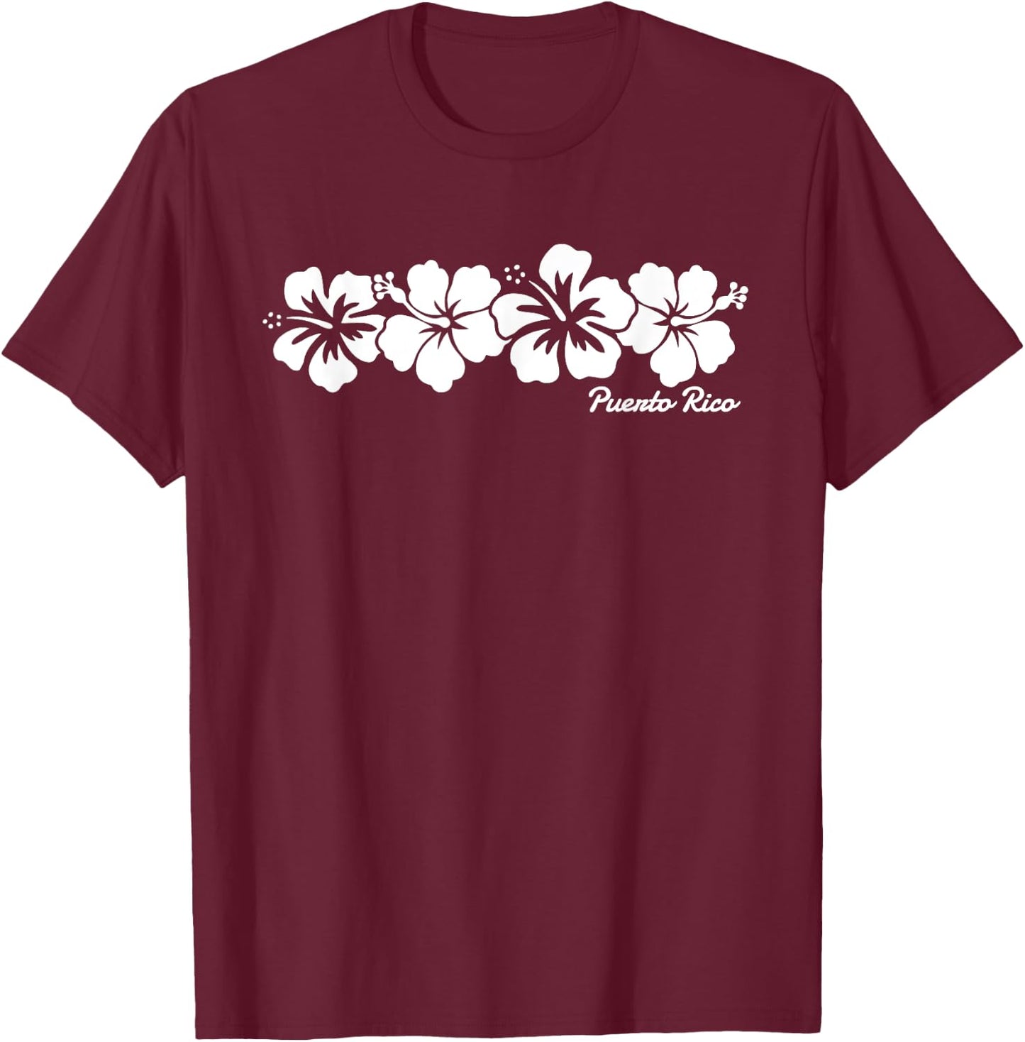 Puerto Rico Hibiscus Flower Boys Girls Vacation Souvenir T-Shirt - T-Shirt | Maroon