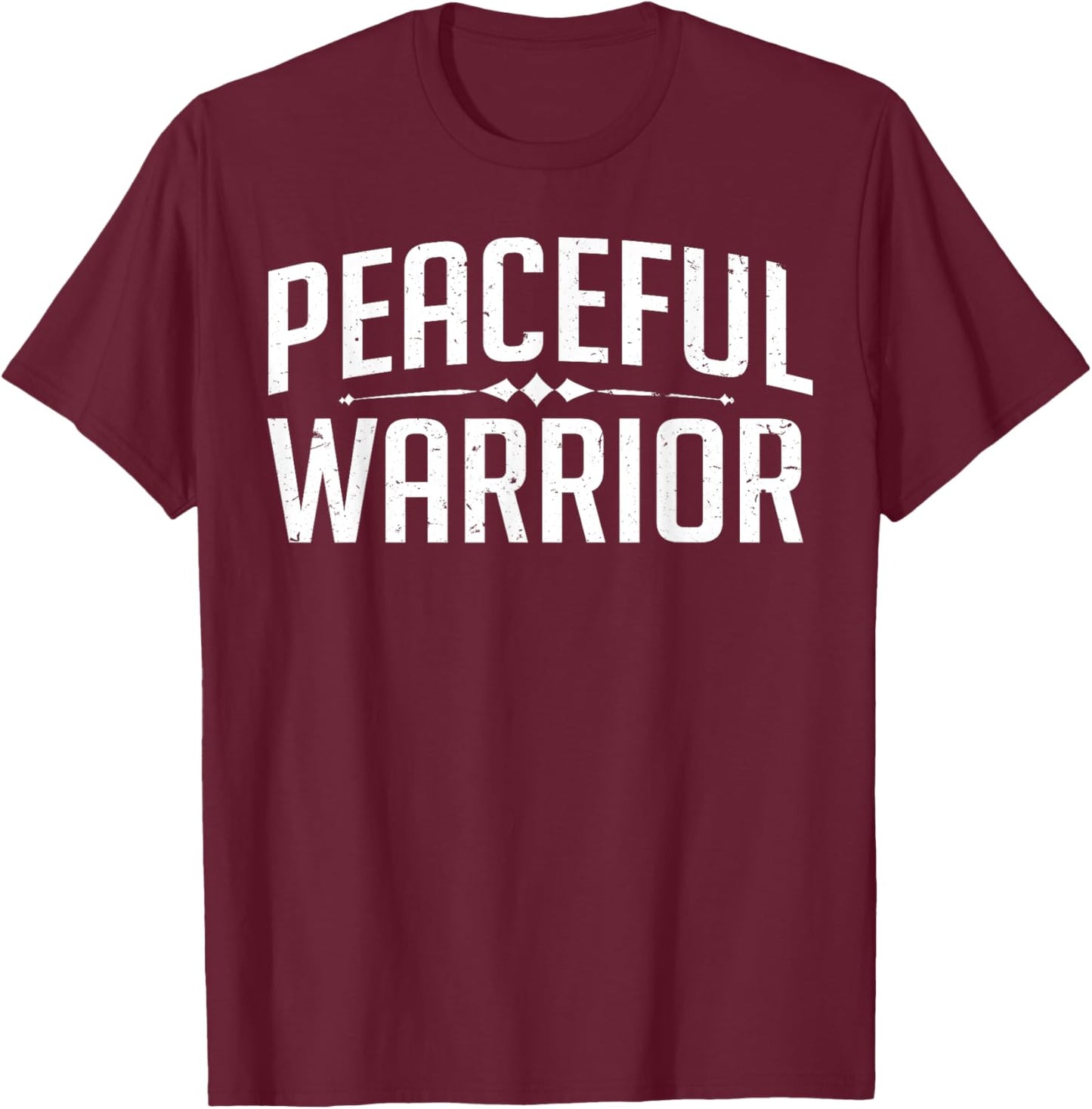 Peaceful Warrior Yoga and Meditation Distressed T-Shirt - T-Shirt | Maroon