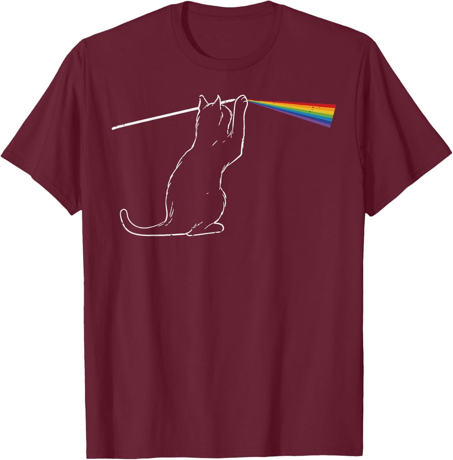 Cat Prism Rainbow Light Funny Science Physics Men Women Kids T-Shirt - T-Shirt | Maroon
