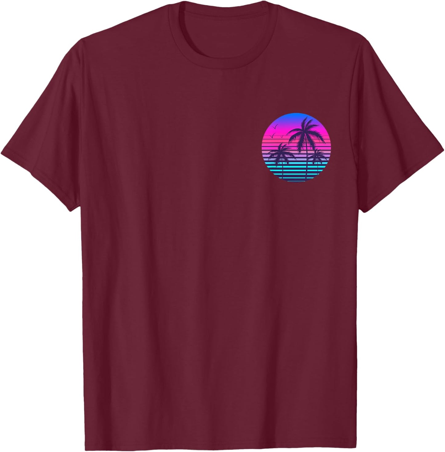 Sunset Cool Summer Vacation Men Women Beach Palm Tree T-Shirt - T-Shirt | Maroon