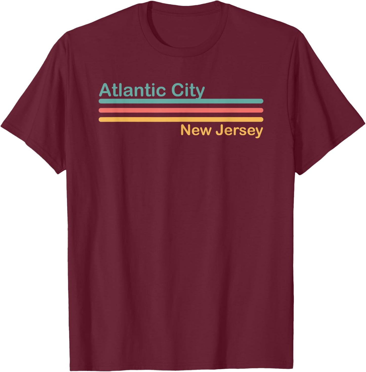 Retro Atlantic City New Jersey T-Shirt - T-Shirt | Maroon